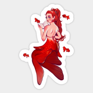 Goldfish Mermaid Sticker